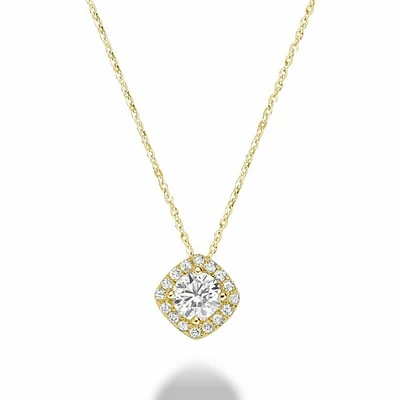 Cushion Cut Diamond Pendant 0.25CTDI Yellow Gold