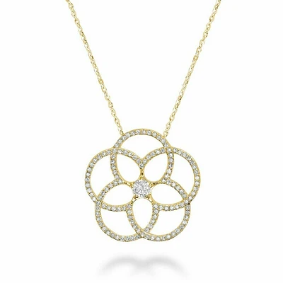 Big Flower Diamond Pendant 0.75CTDI Yellow Gold