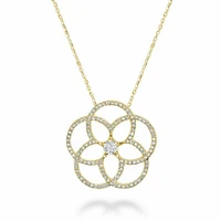 Big Flower Diamond Pendant 0.75CTDI Yellow Gold