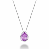 Hollow Flower Amethyst & Diamond Pendant 0.07CTDI White Gold