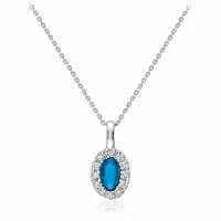 Oval Topaz & Diamond Halo Pendant 0.04CTDI White Gold