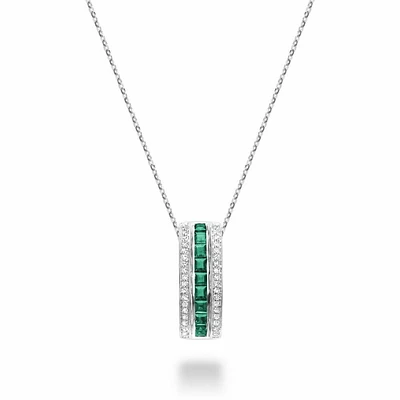 Emerald & Diamond Pendant 0.17CTDI White Gold