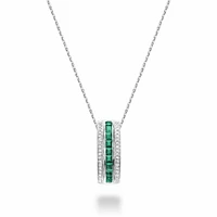 Emerald & Diamond Pendant 0.17CTDI White Gold