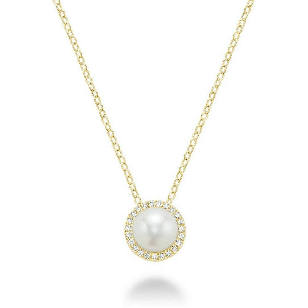 Freshwater Pearl & Diamond Pendant 0.07CTDI Yellow Gold