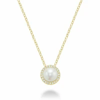 Freshwater Pearl & Diamond Pendant 0.07CTDI Yellow Gold