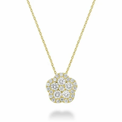 Hollow Flower Diamond Pendant 0.17CTDI Yellow Gold