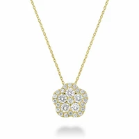 Hollow Flower Diamond Pendant 0.17CTDI Yellow Gold