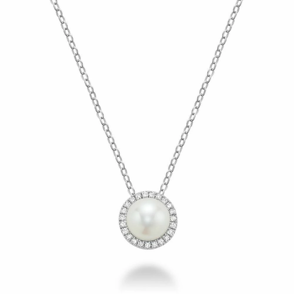 Freshwater Pearl & Diamond Pendant 0.07CTDI Gold