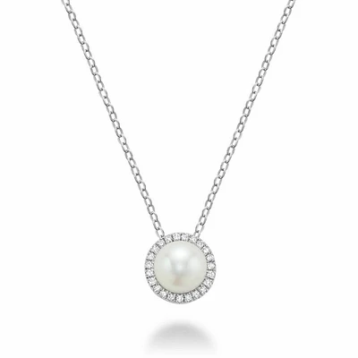 Freshwater Pearl & Diamond Pendant 0.07CTDI Gold