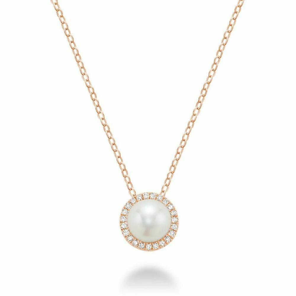 Freshwater Pearl & Diamond Pendant 0.07CTDI Rose Gold