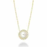 Freshwater Pearl & Diamond Pendant 0.05CTDI Yellow Gold