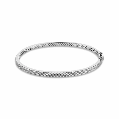 Micro Pave Bangle Bracelet 0.50CTDL White Gold