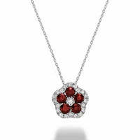 Hollow Flower Ruby & Diamond Pendant 0.07CTDI White Rose