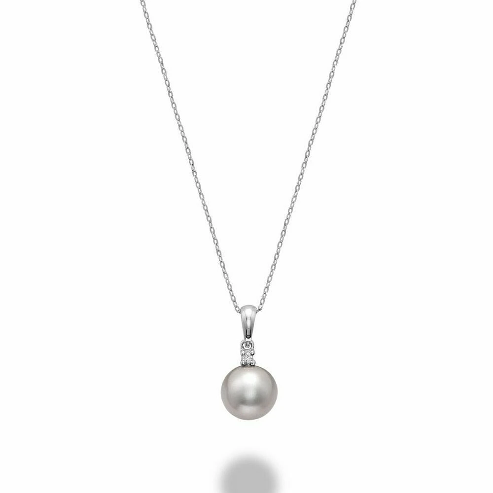 Grey Pearl & Diamond Pendant 0.02CTDL White Gold