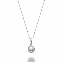 Grey Pearl & Diamond Pendant 0.02CTDL White Gold