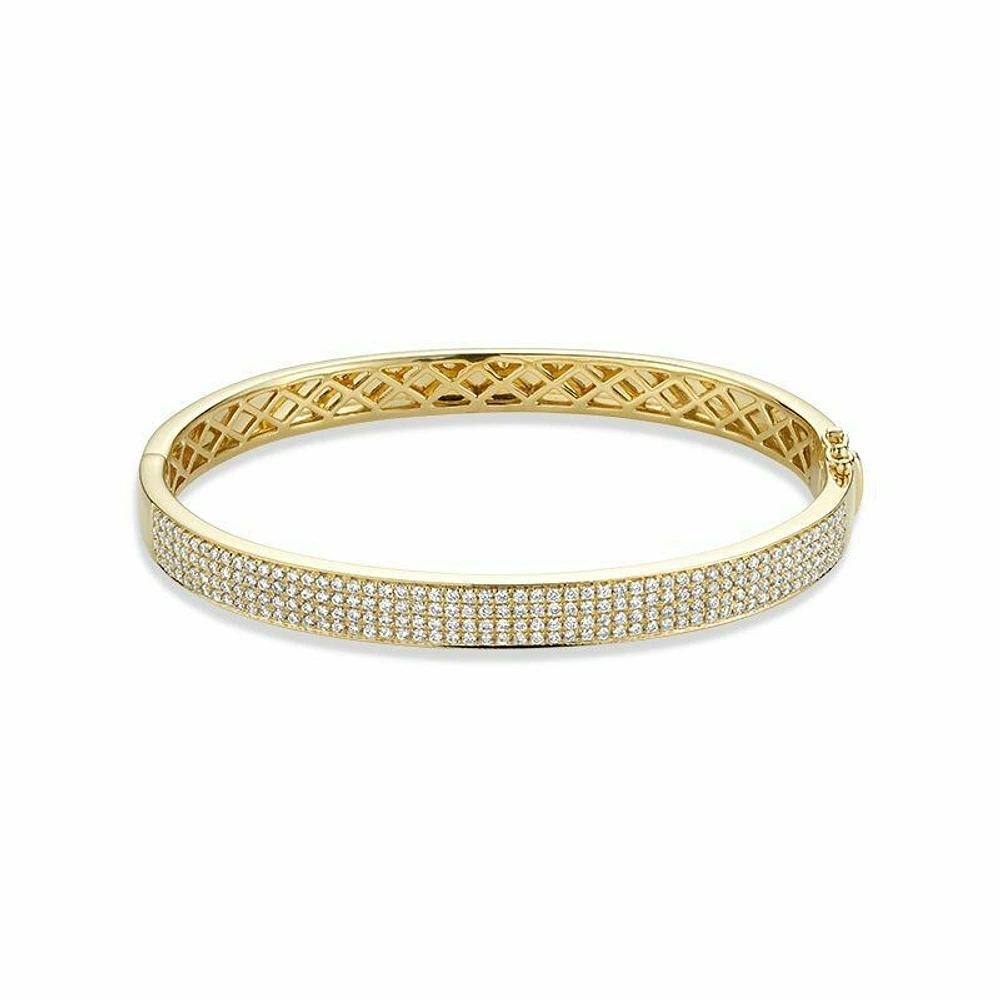 Micro Pave Bangle Bracelet 1.50CTDL Yellow Gold