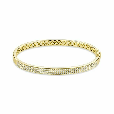 Micro Pave Bangle Bracelet 1.00CTDL Yellow Gold