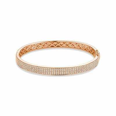 Micro Pave Bangle Bracelet 1.50CTDL Rose Gold