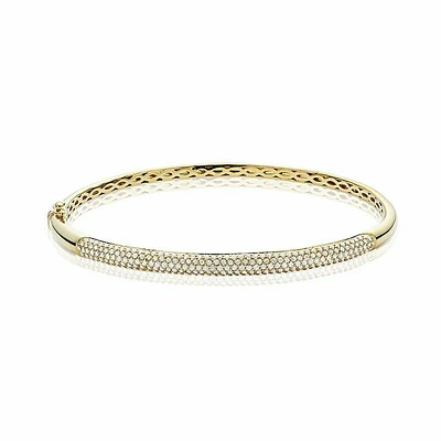 Pave Diamond Bangle Bracelet 1.00CTDI Yellow Gold