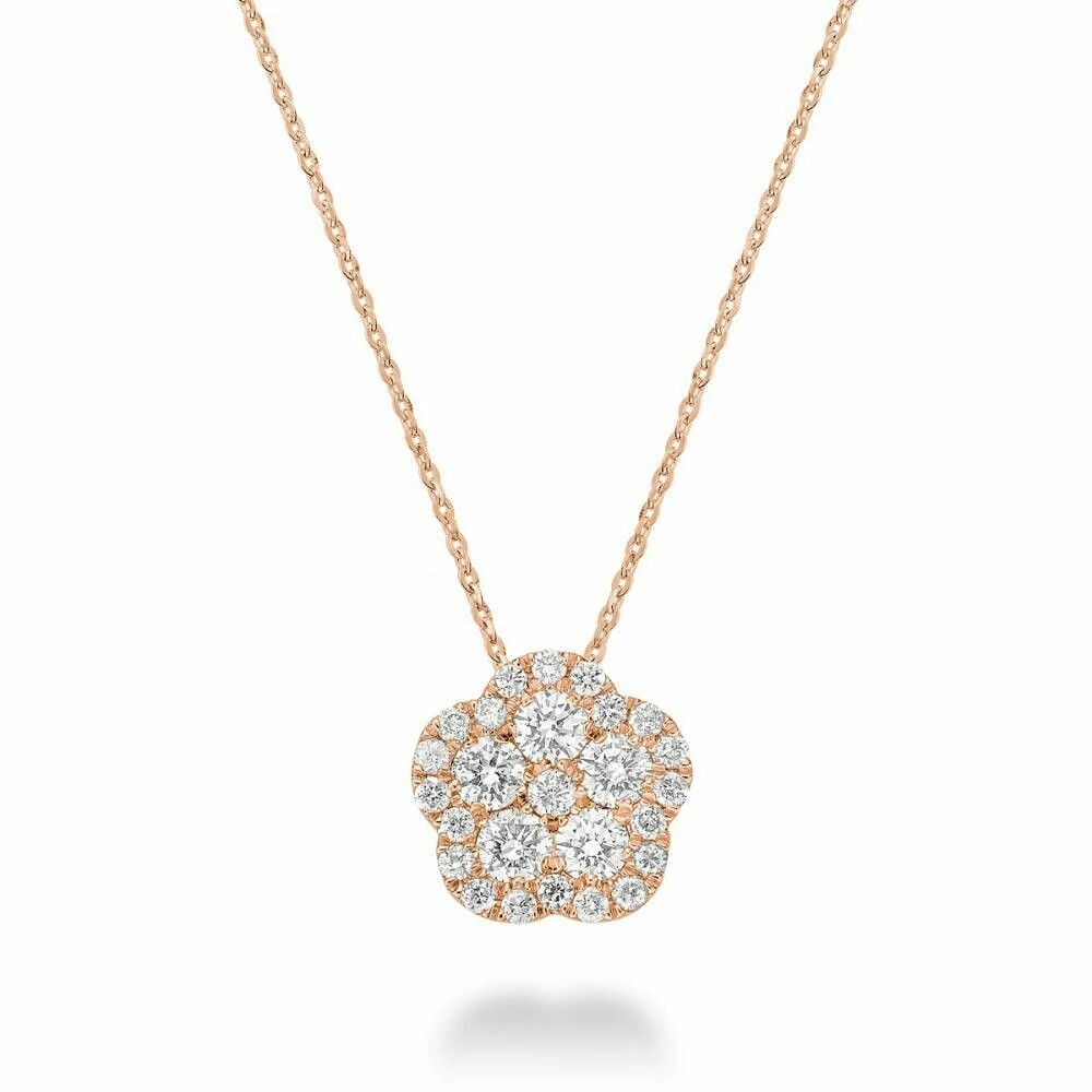 Hollow Flower Diamond Pendant 0.17CTDI Rose Gold