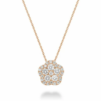 Hollow Flower Diamond Pendant 0.17CTDI Rose Gold