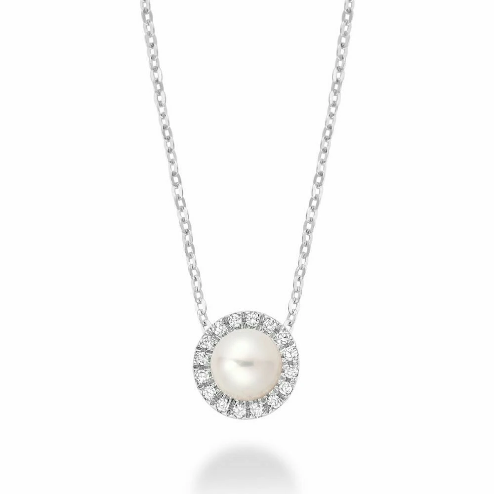 Freshwater Pearl & Diamond Pendant 0.05CTDI Gold