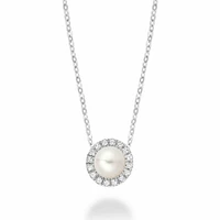 Freshwater Pearl & Diamond Pendant 0.05CTDI Gold