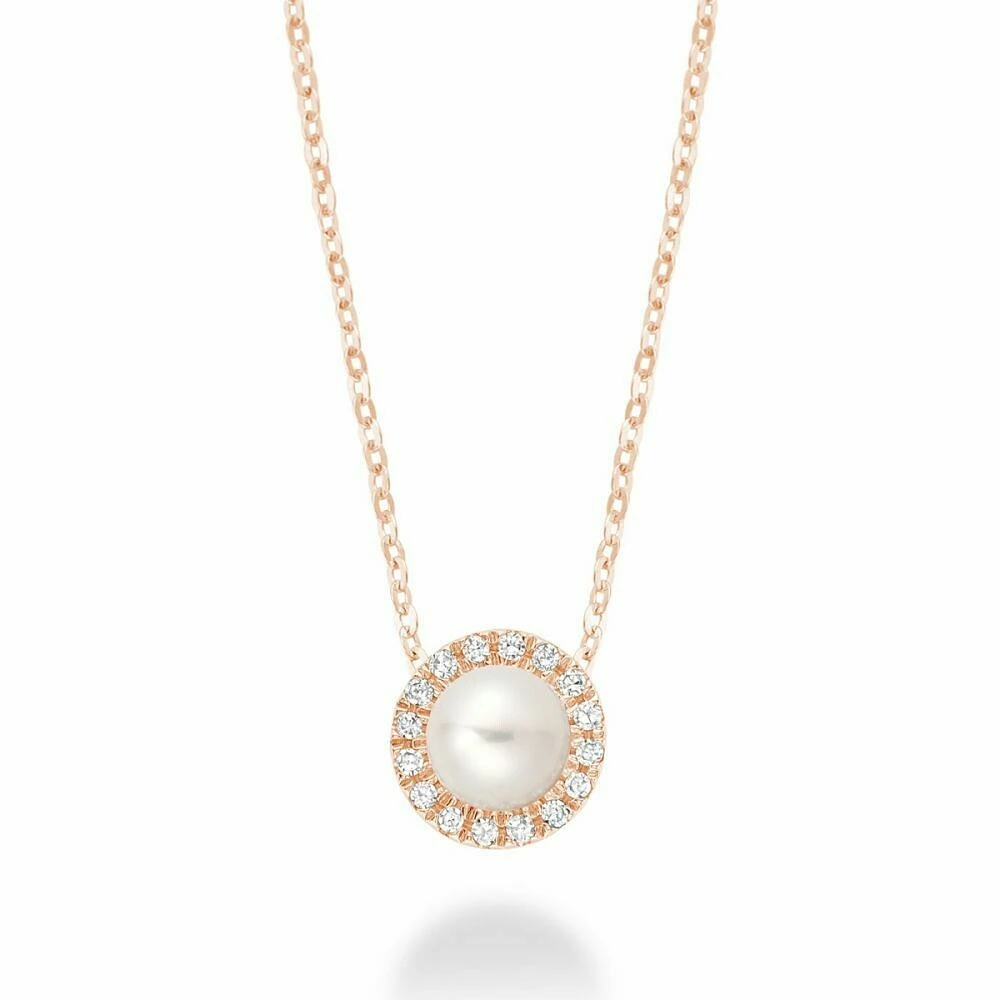 Freshwater Pearl & Diamond Pendant 0.05CTDI Rose Gold