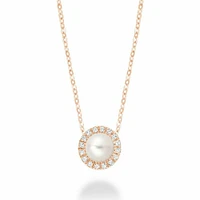 Freshwater Pearl & Diamond Pendant 0.05CTDI Rose Gold