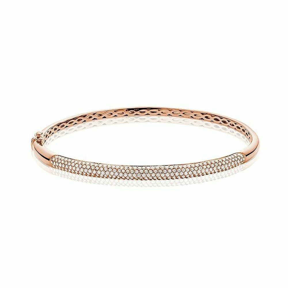 Pave Diamond Bangle Bracelet 1.00CTDI Rose Gold