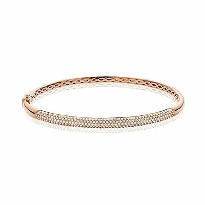 Pave Diamond Bangle Bracelet 1.00CTDI Rose Gold