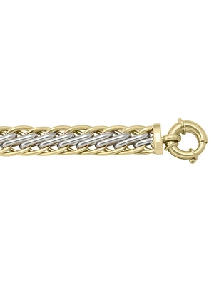 Yellow & White Gold Two Tone Hollow Fancy Ladies Bracelet 14KT