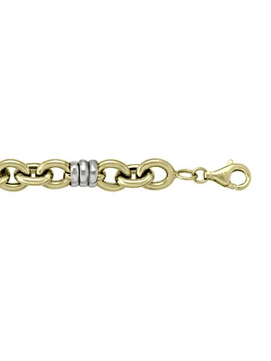Yellow & White Gold Two Tone Hollow Fancy Link Bracelet 10KT