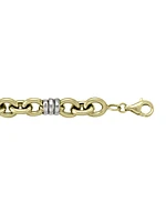 Yellow & White Gold Two Tone Hollow Fancy Link Bracelet 10KT