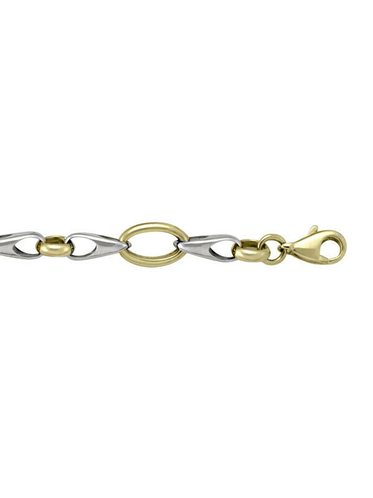 Yellow & Gold Two Tone Hollow Fancy Link Bracelet 10KT