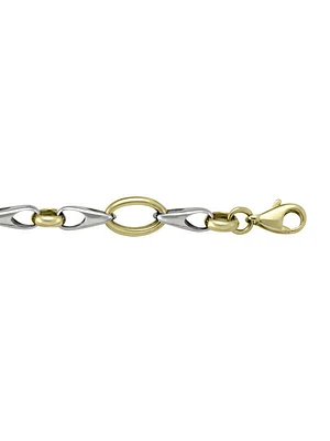 Yellow & Gold Two Tone Hollow Fancy Link Bracelet 10KT