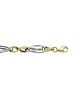 Yelloq & White Gold Two Tone Hollow Fancy Link Bracelet 10KT