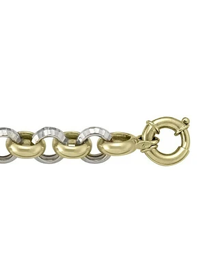 Yelloq & White Gold Two Tone Hollow Fancy Rolo Bracelet 10KT