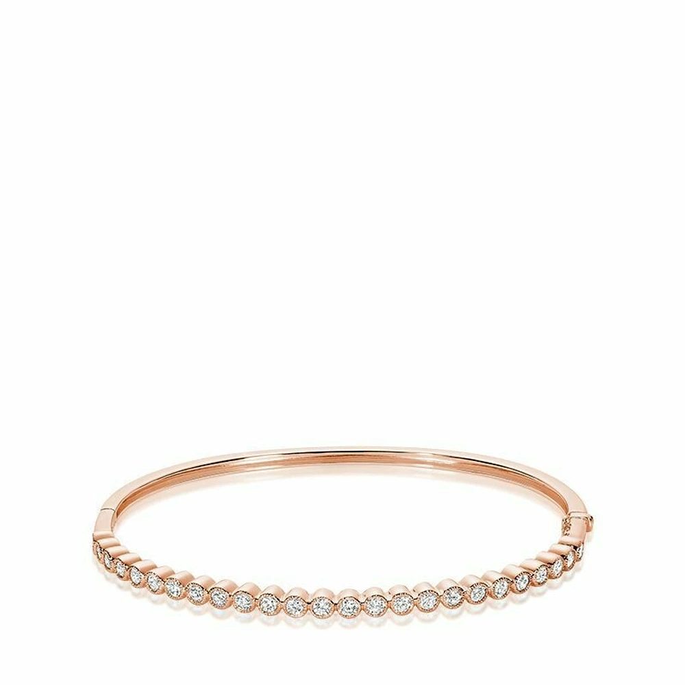 Semi Eternity Diamond Milgrain Bangle 1.00CTDI Rose Gold