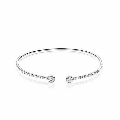 Open Pave Diamond Bangle 0.50CTDI Gold