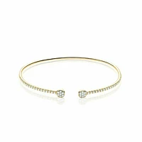 Open Pave Diamond Bangle 0.50CTDI Gold