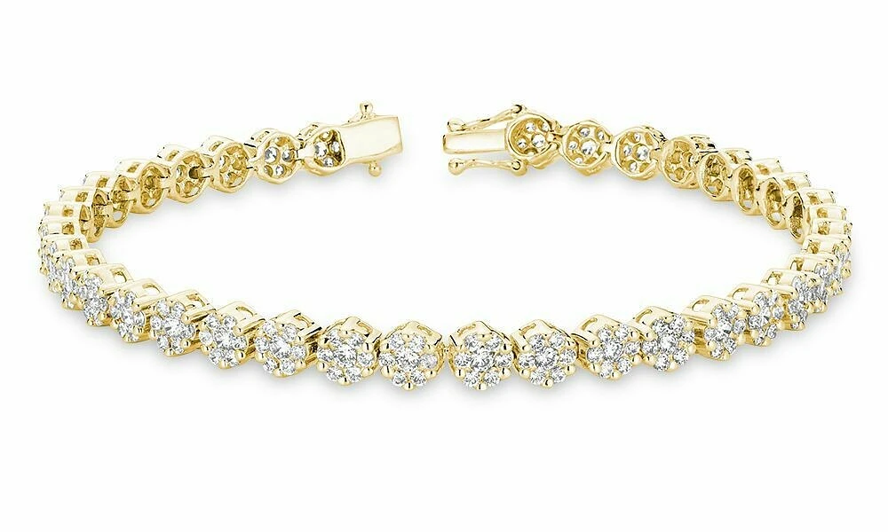 Cluster Diamond Tennis Bracelet 2.00CTDI Yellow Gold