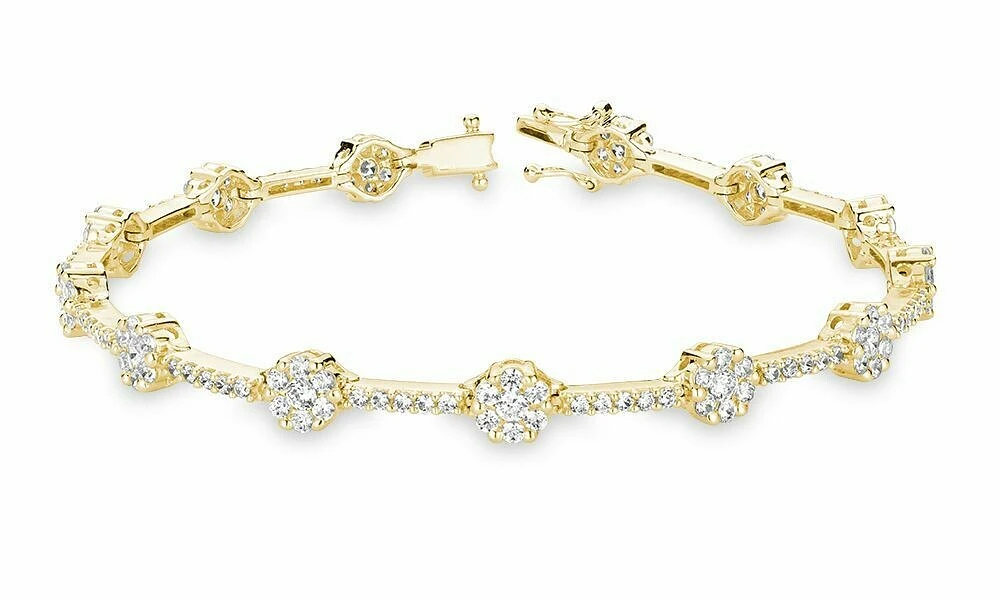 Cluster Link Diamond Tennis Bracelet 2.50CTDI Yellow Gold