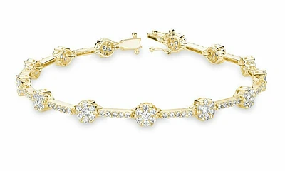 Cluster Link Diamond Tennis Bracelet 2.50CTDI Yellow Gold