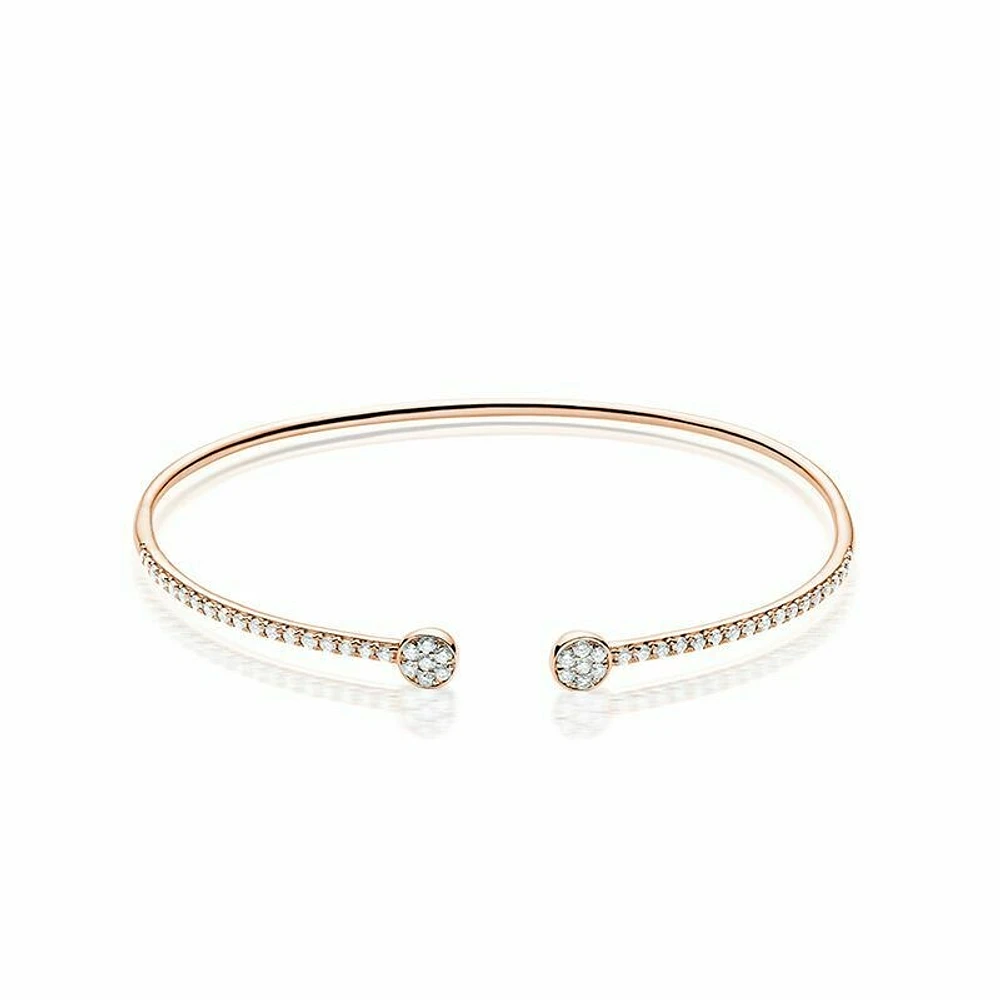 Open Pave Diamond Bangle 0.50CTDI Rose Gold