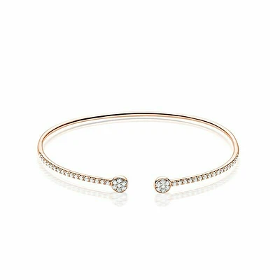 Open Pave Diamond Bangle 0.50CTDI Rose Gold