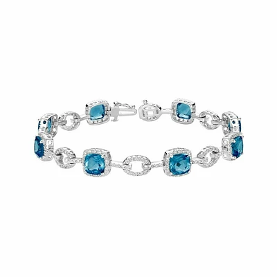 London Blue Topaz & Diamond Bracelet 1.00CTDI White Gold