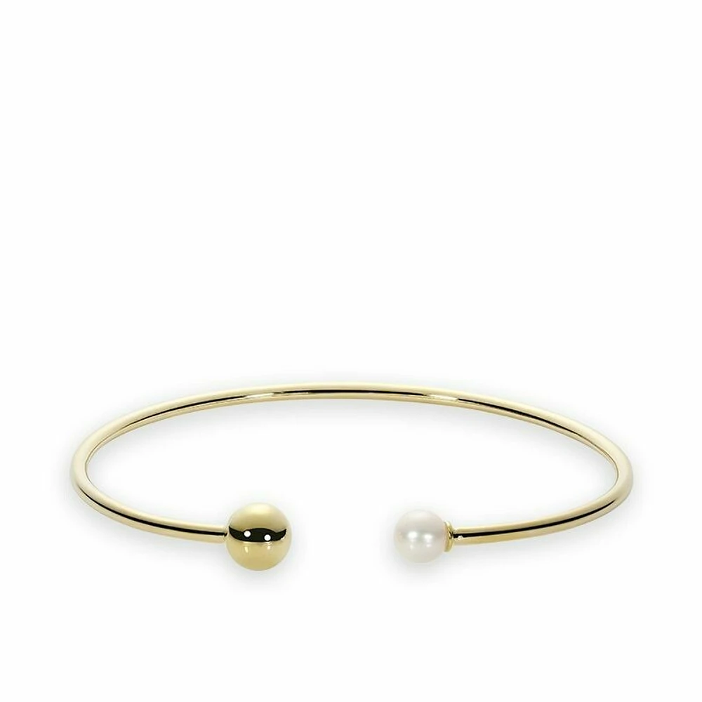 Cultured Freshwater Pearl Bangle Yellow Gold