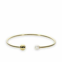 Cultured Freshwater Pearl Bangle Yellow Gold