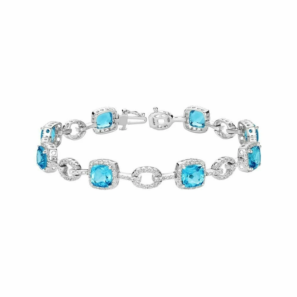 Blue Topaz & Diamond Bracelet 1.00CTDI White Gold